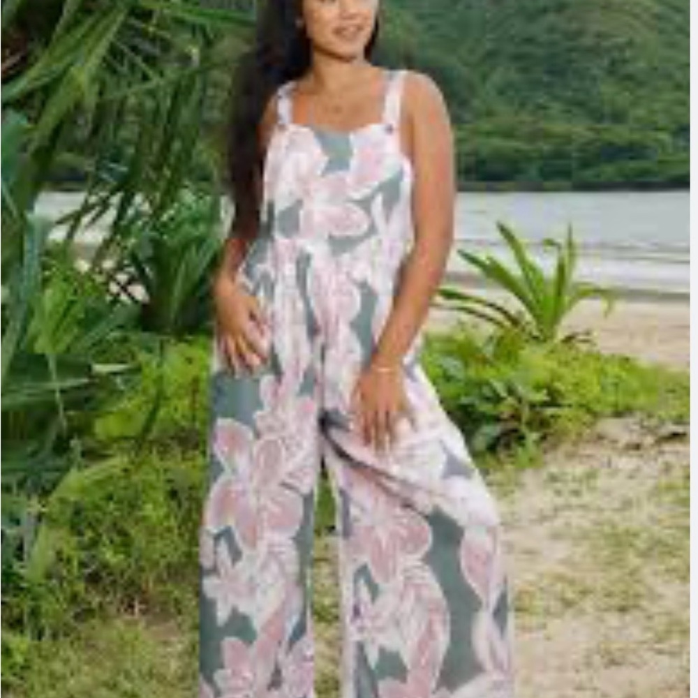 Floral Pink and Green Jumpsuit/ Overalls